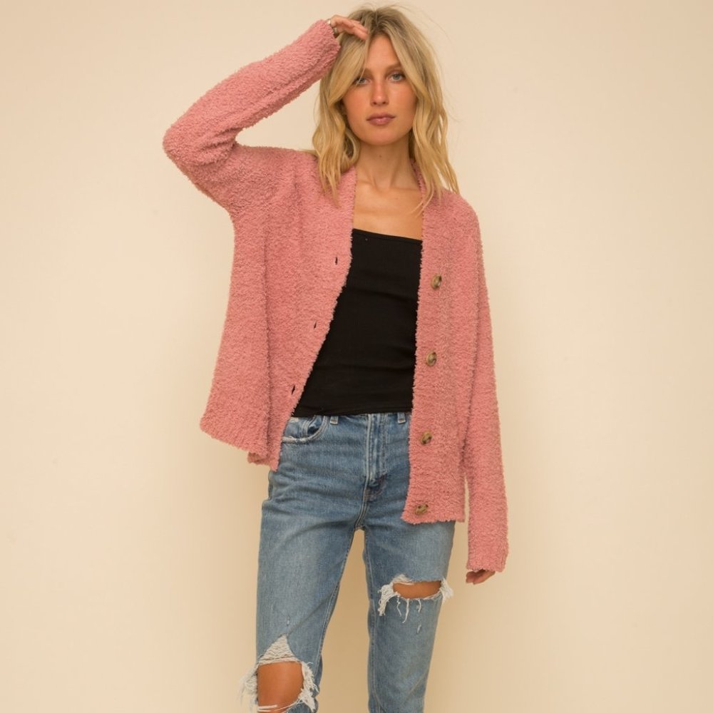 FUZZY TEXTURED CARDIGAN